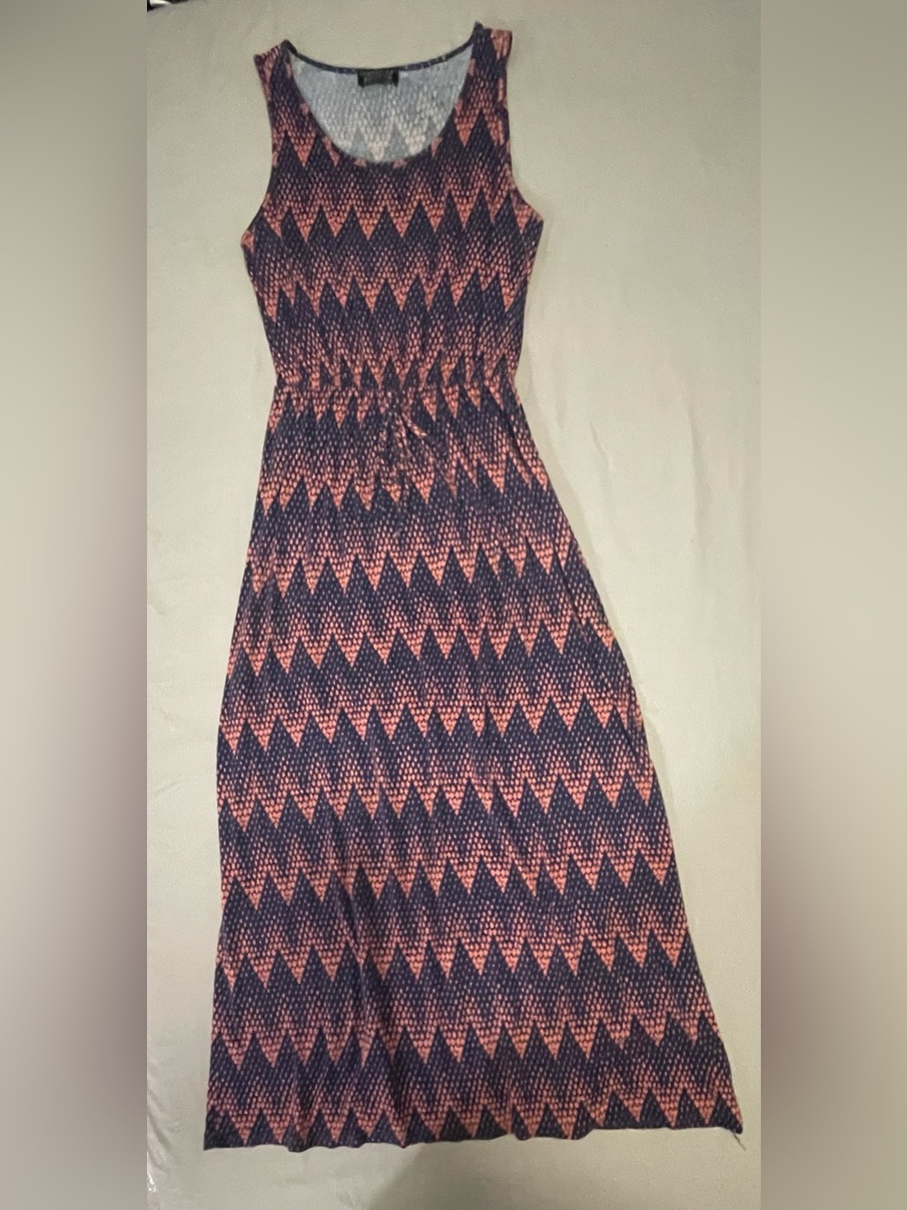 Papermoon Navy and Coral Chevron Maxi Dress
